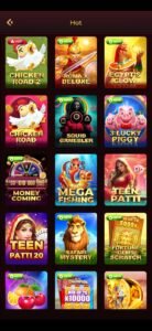 Rajwin Game console interface showing casino dashboard, bonus offers, wallet balance, and easy navigation menu for online gaming users.